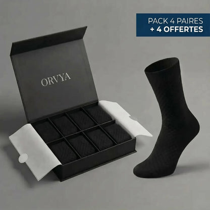 Chaussettes bambou ORVYA – coffret pack 4 + 4 offertes (noir)