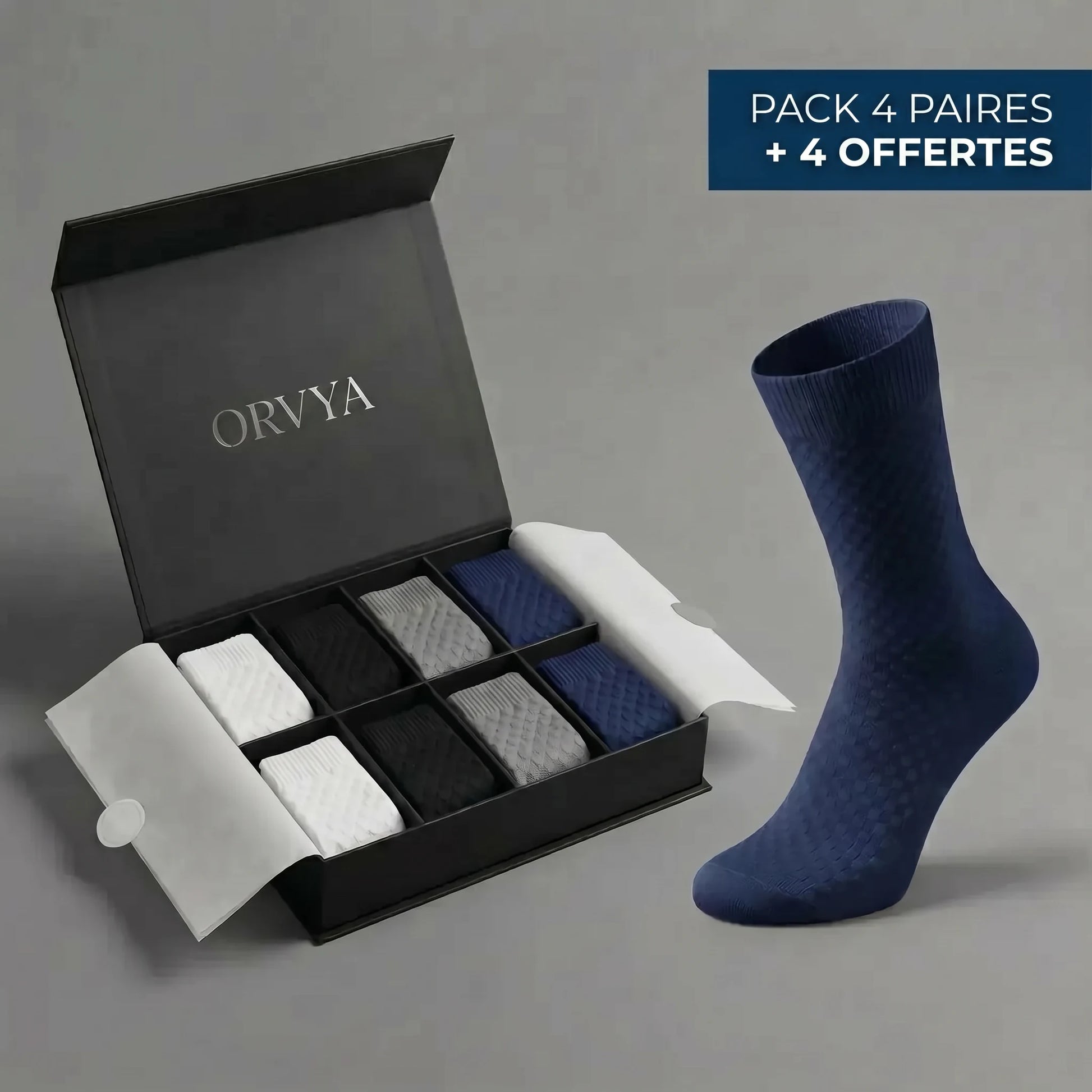 Chaussettes bambou ORVYA – coffret pack 4 + 4 offertes (multicolore)
